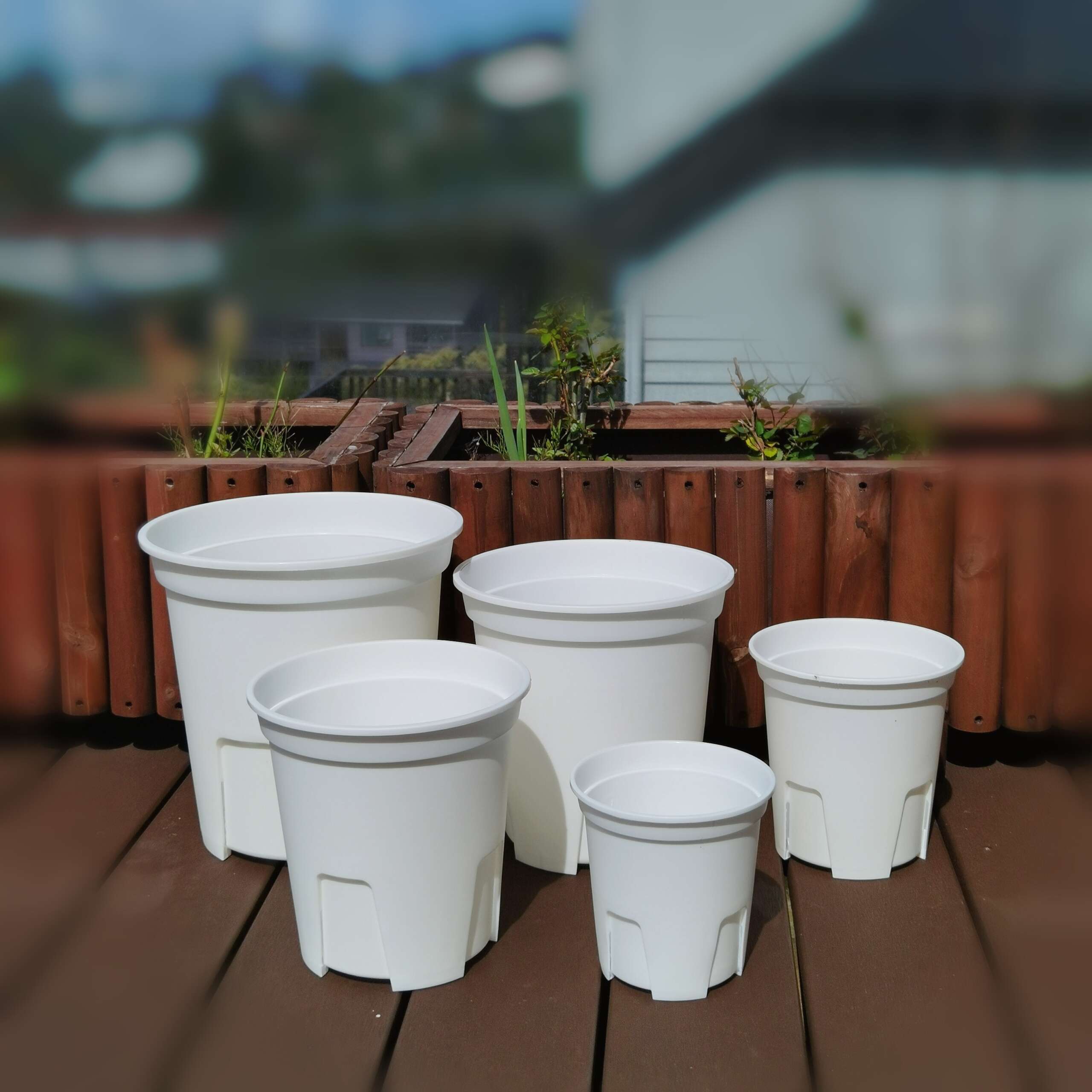 White QSP Deep Grow Pot with Saucers - Image 2