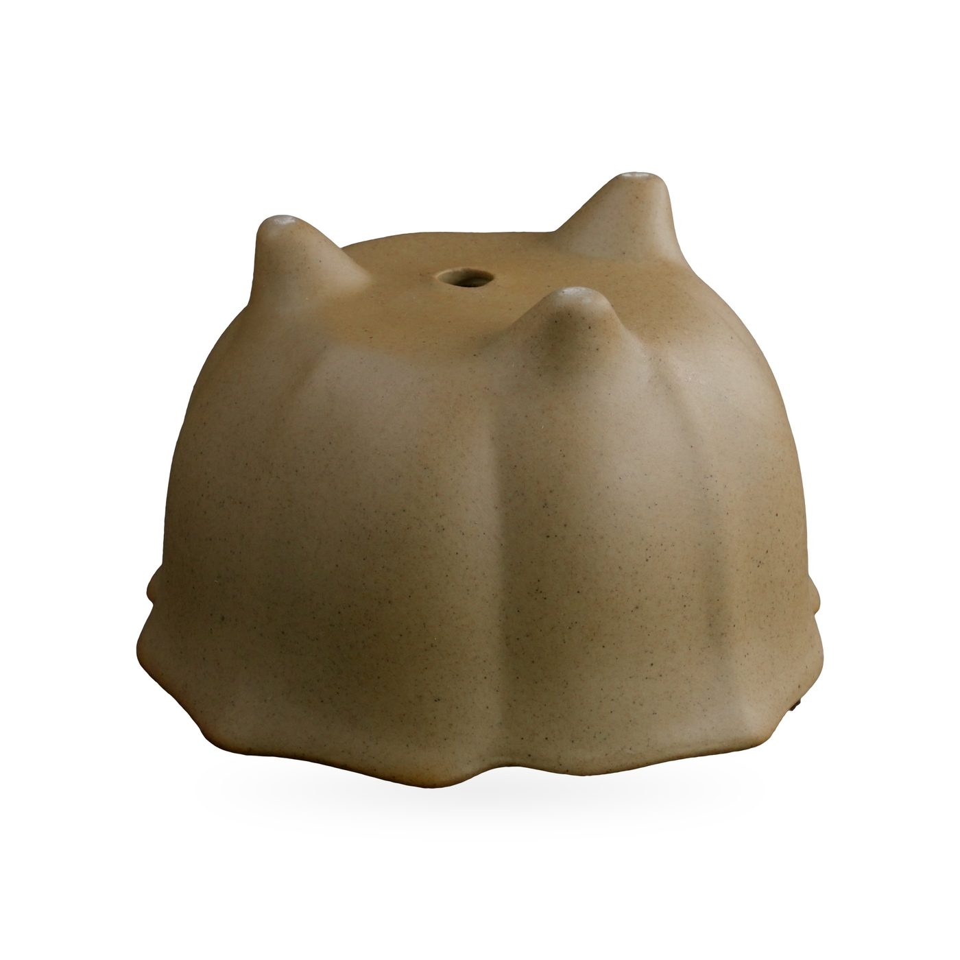 Khaki tan footed succulent pot with a scalloped petal-like rim and softly panelled sides – view 3