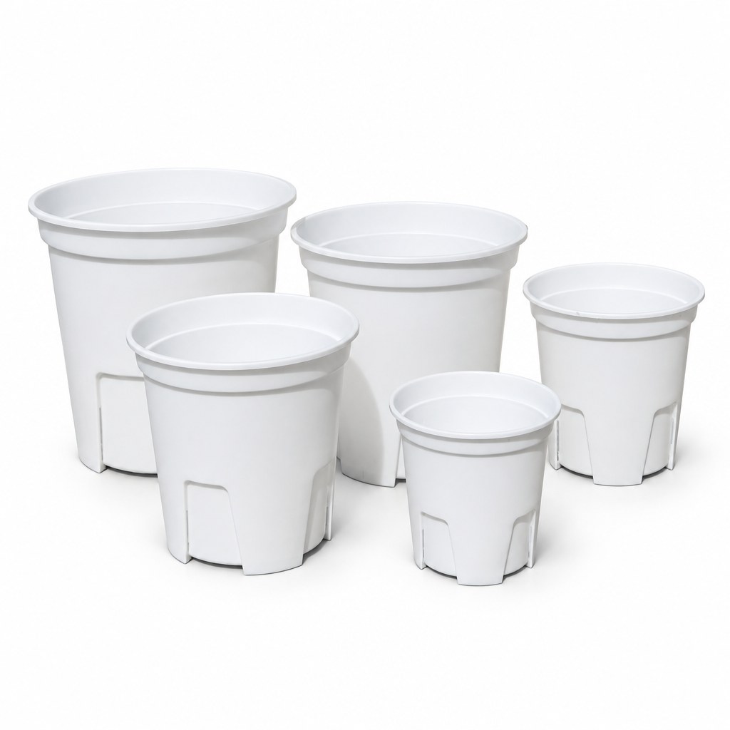 White QSP Deep Grow Pot with Saucers