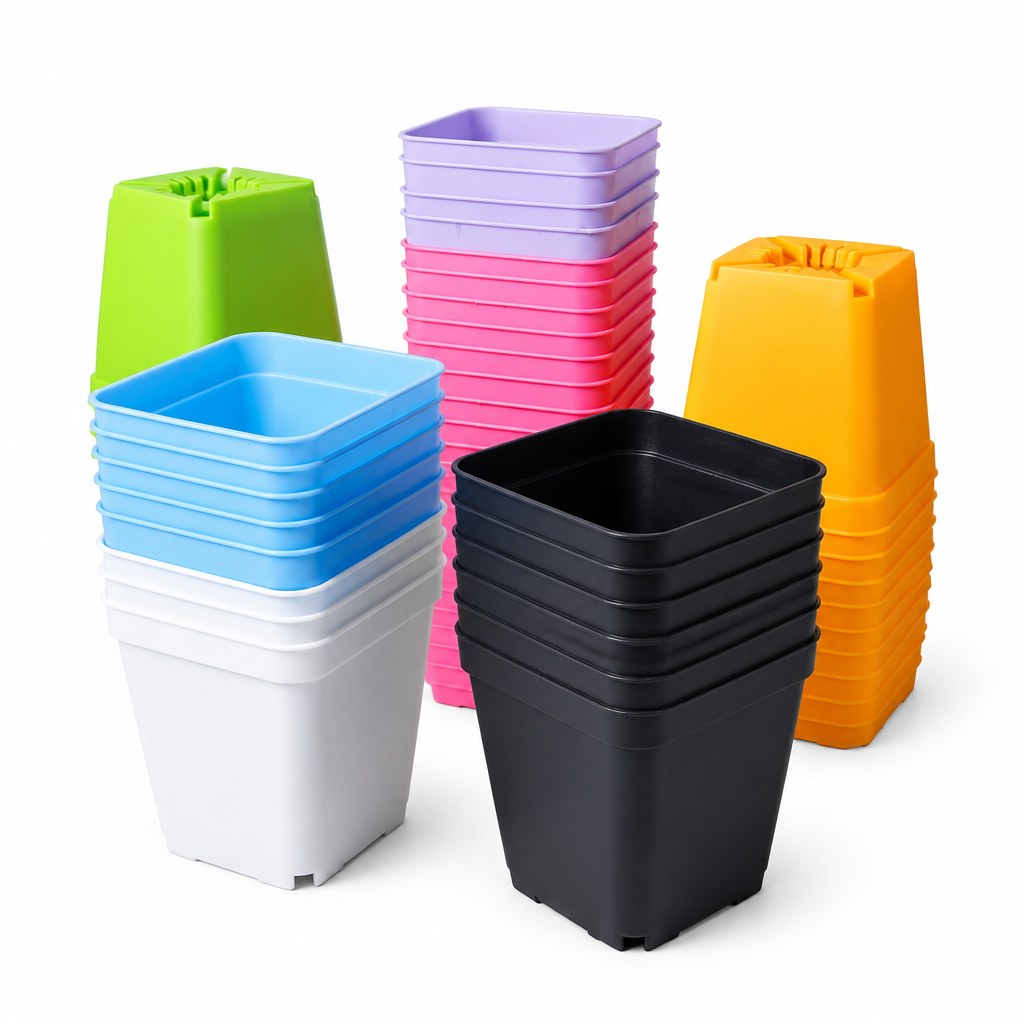 Nursery Square Pot 7×7cm – White, Black or Random Colour