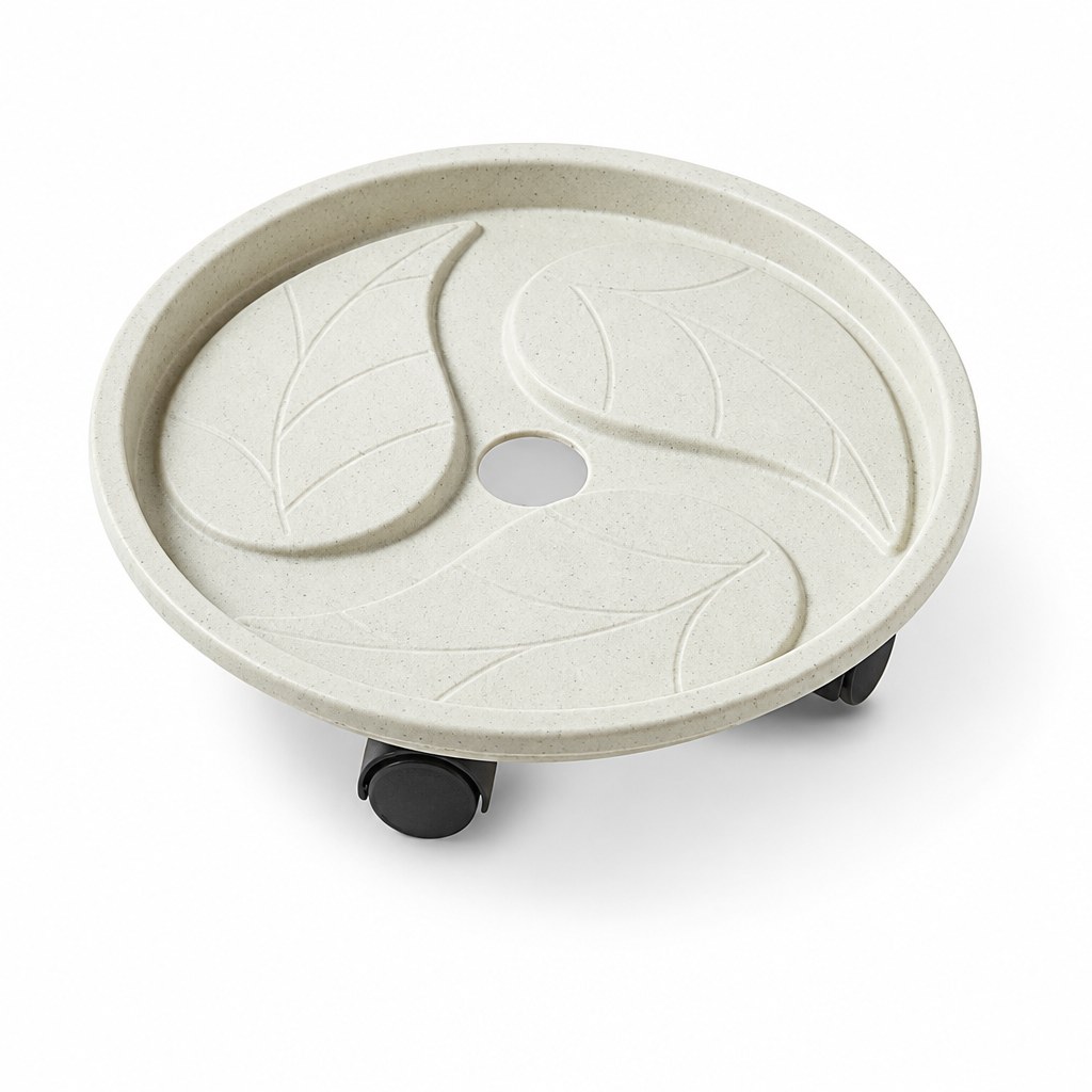 Marble White Rolling Plant Stand